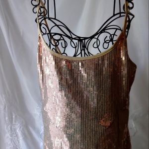 "BETTER BE" METALLIC EMBELLISHED GOLDEN..SPAGHETTI STRAP..MINI PARTY DRESS..SZ.M